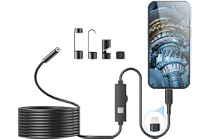 KINPTHY Endoscope Camera with Light, 1920P HD Borescope Tools with 8 Adjustable LED Lights, Endoscope with 16.4ft Semi-Rigid Snake Camera, 7.9mm IP67 Waterproof Inspection Camera for iOS (Black)