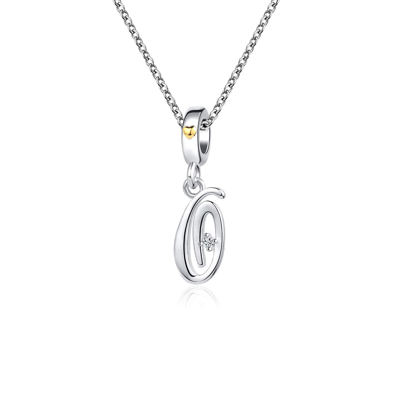 KunBead Jewelry Personalised Letter O Initial Necklace Mum Love Heart Alphabet Cheap 18 inch Necklace for Women