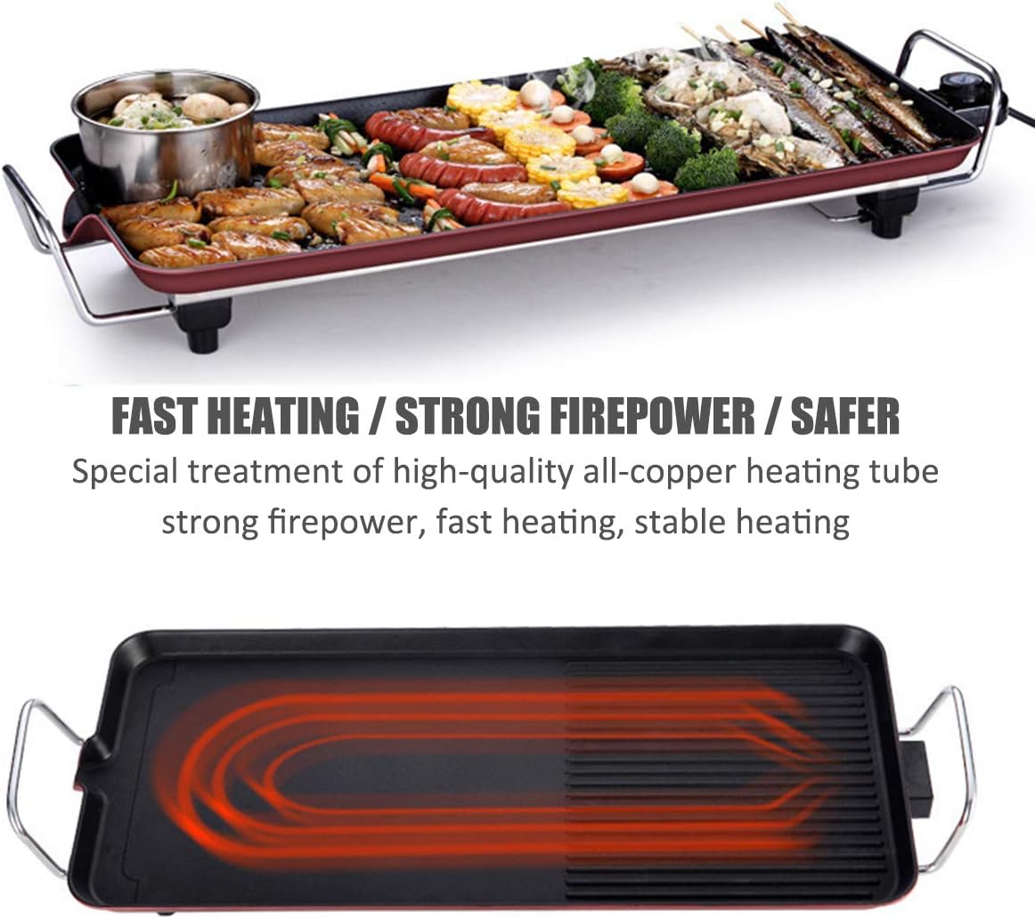 review Uhruolo Household Electric Grill - Multifunction Electric Barbecue with Temperature Adjustment for 4-10 People Family Party Barbecue,6828CM