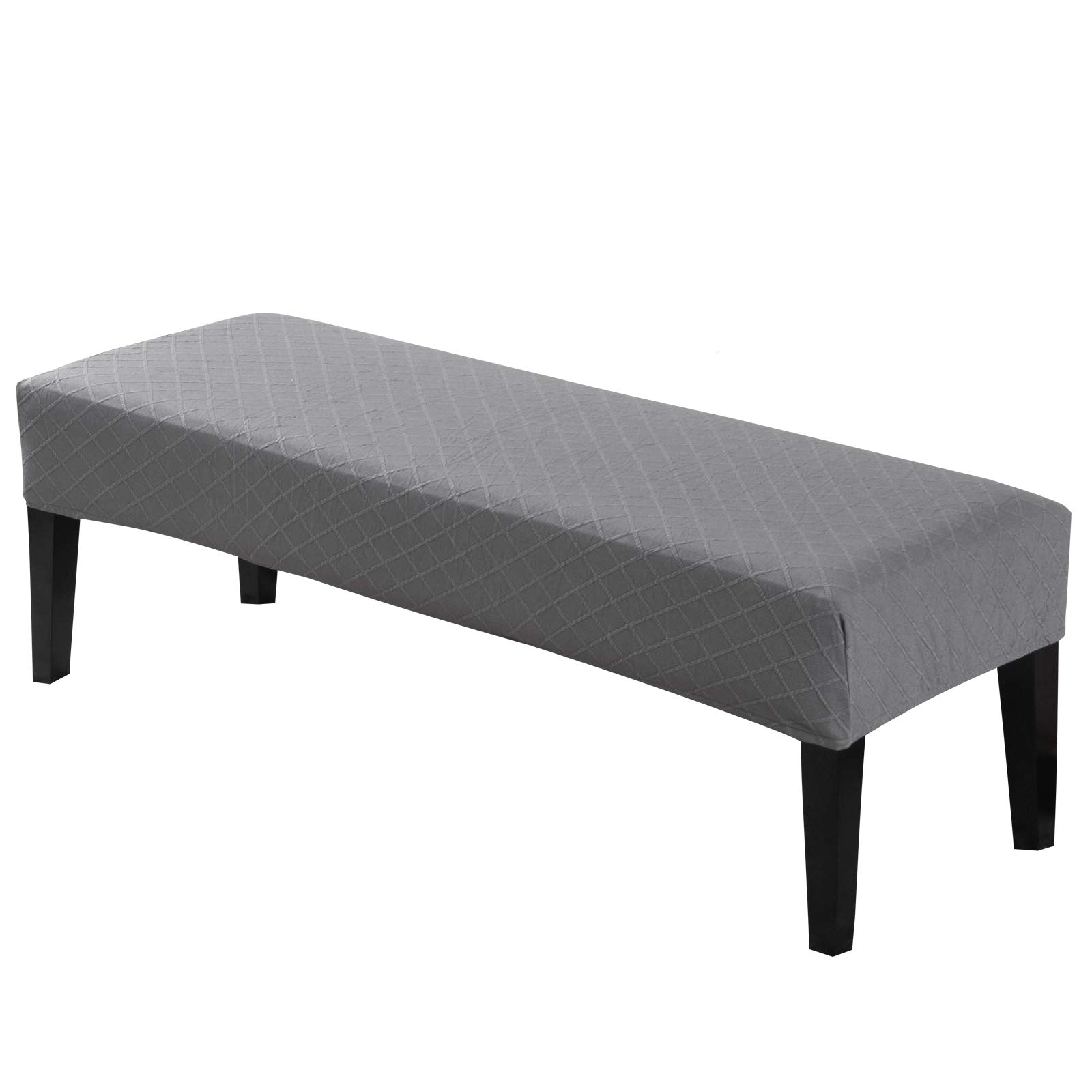 Topchances Knitted Jacquard Dining Room Bench Covers, Stretch Bench Slipcover, Soft Spandex Sofa cover, Removable Washable Bench Cover for Modern Living Room, Bedroom, Kitchen (Light Grey)