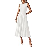 BTFBM Women Tank Midi Dress Summer Crewneck Sleeveless Pleated A Line Business Casual Formal Sweater Spring Dresses 2026