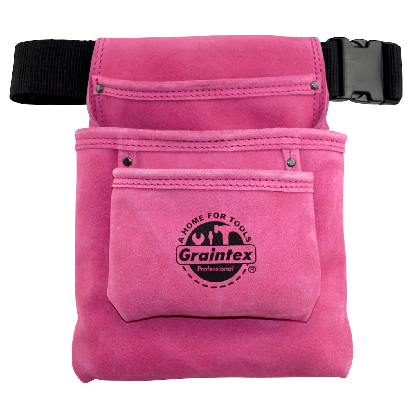 Graintex SS2033 3 Pocket Nail & Tool Pouch Pink Leather