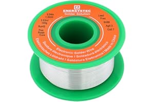 E ENERSYSTEC Lead Free Solder Wire Rosin Core 1.0mm 100g, Electronic Solder Wire Alloy Sn99 Ag0.3 Cu0.7, Electrical Solder Wire, No Lead Soldering Wire No Lead Unlead Fast Melting Low Temp Well Flow