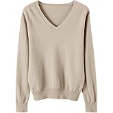 Women's V Neck Cashmere Sweaters Long Sleeve Lightweight Knitted Pullover Casual Loose Warm Jumper Sweater Tops