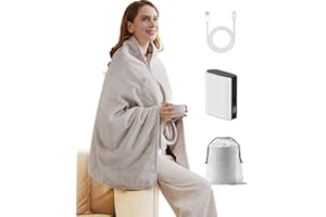 ZIREOT Rechargeable Warming Blanket with Battery Pack, Cordless Heated Throw for Home, Office, Car & Travel — Portable Wearable Shawl Design, Soft Cozy Fabric, Fast Heat Technology for People Who Always Cold