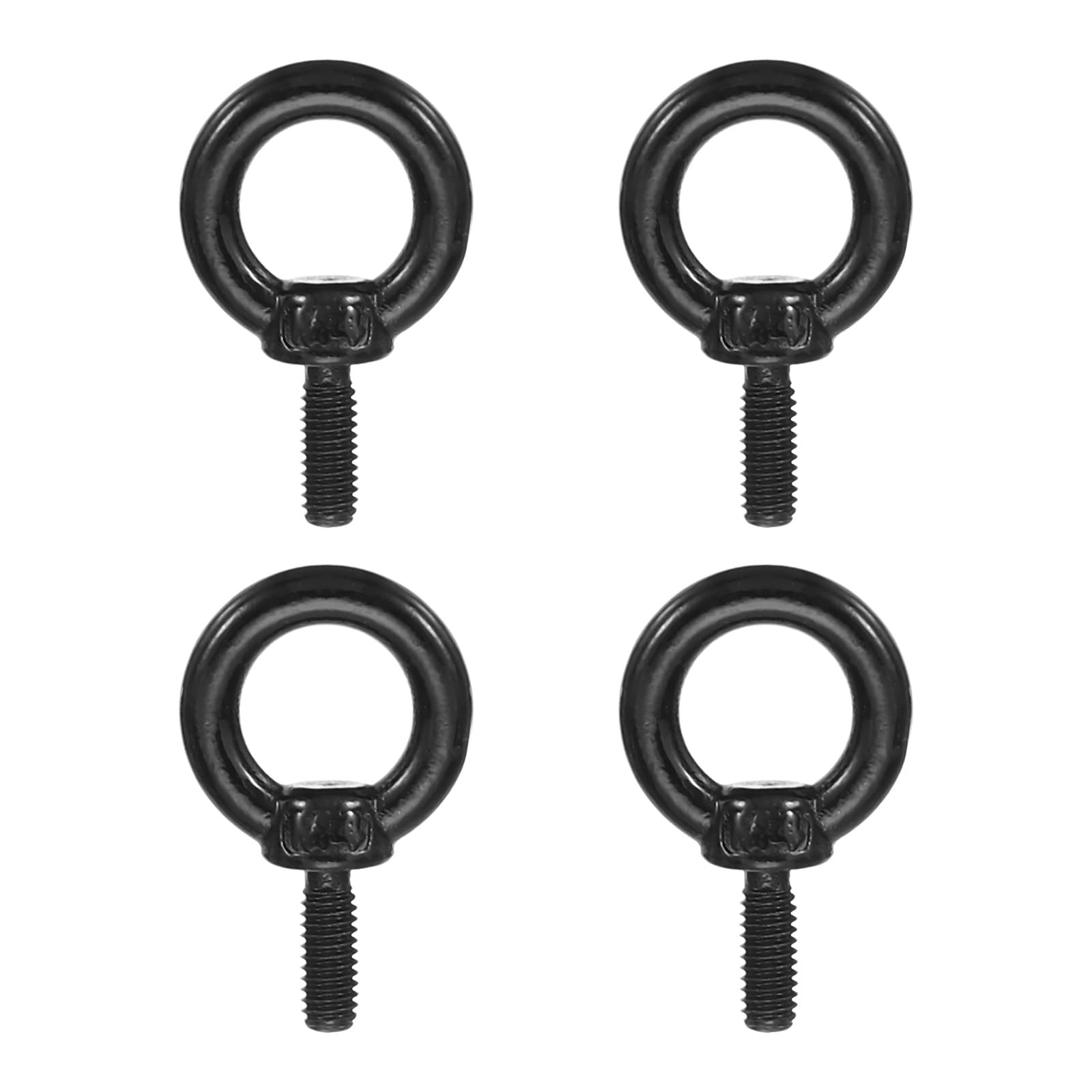 PATIKIL Lifting Eye Bolts M4 x 11mm, 4 Pcs 304 Stainless Steel Shoulder Ring Threaded Screw Machinery Shoulder Eyebolt for Lifting Hanging, Black