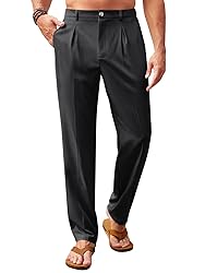 Runcati Mens Casual Pants Elastic Waist Lightweight