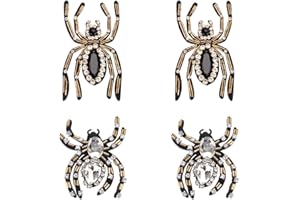 WADORN 4pcs Spider Shape Applique, 2 Styles Rhinestone Black Spider Applique Crystal Beaded Spider Sew On Patch Appliques for DIY T-Shirt Jackets Hat Halloween Christmas Party Decor