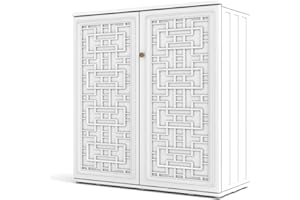 HOMSPARK Storage Shed Weather Resistance, Multi-Purpose Outdoor Storage Cabinet for Backyards and Patios, Horizontal Storage Shed for Lawnmower, Patio Accessories (White, 10 cu.ft)