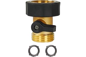 Xiny Tool Garden Hose Shut Off Valve, 3/4 Inch Heavy Duty Solid Brass Garden Hose Connector, Water Shut Off Valve with 2 Extra Rubber Washers