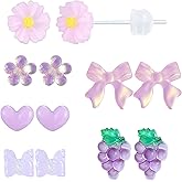 KASFREE Plastic Earrings for Sensitive Ears Hypoallergenic Studs for Women