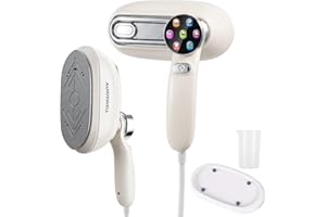 AURISWELL Handheld Steamer for Clothes, 1200W Portable 2-in-1 Garment Steamer & Travel Iron with 7 Modes, 180° Rotatable Handle, Fast 30s Heat-Up, Visual Panel & Self-Clean, 160ml for Home and Travel