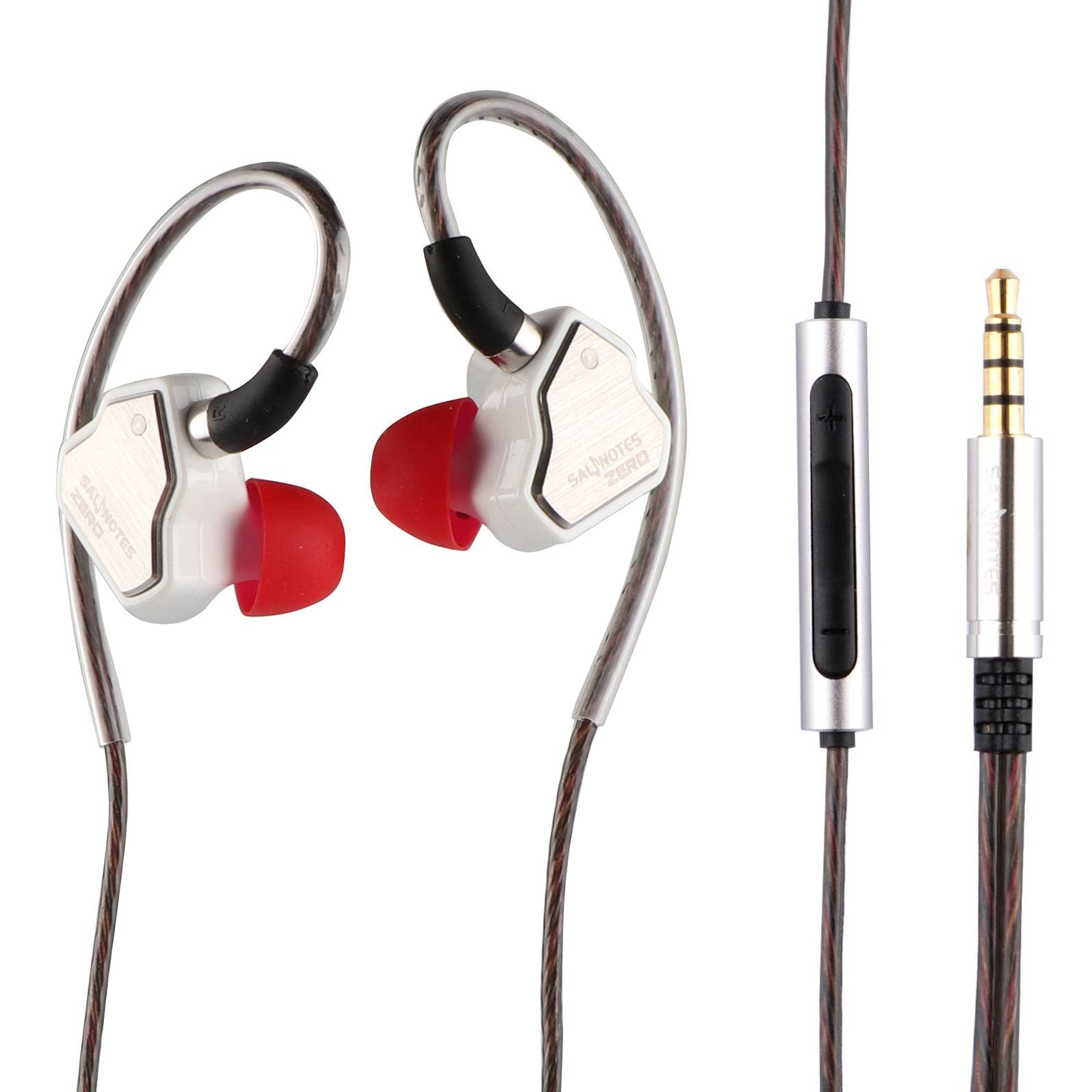 Linsoul 7Hz Salnotes Zero HiFi 10mm Dynamic Driver In-Ear Earphone IEM with Metal Composite Diaphragm Stainless Steel Faceplate Detachable 2Pin OFC Cable (White, With Mic, 3.5mm)