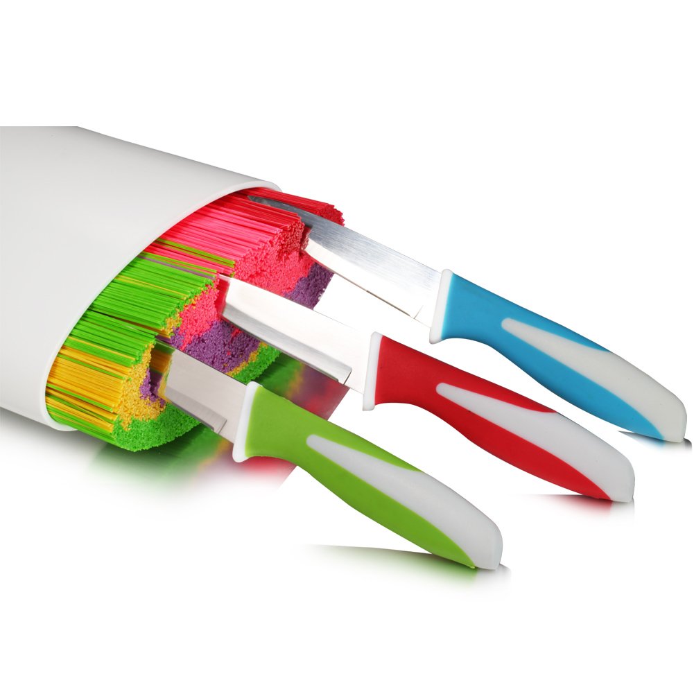 WYQN Knife Block Universal Holder without Knives Convenient Storage for Various Knives and Kitchen Tools, Cylinder, White