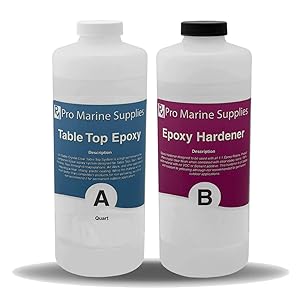 Pro Marine Supplies Crystal Clear Bar Table Top Epoxy Resin Coating for Wood Tabletop - 1/2 Gallon (2 Quart Combined) Kit