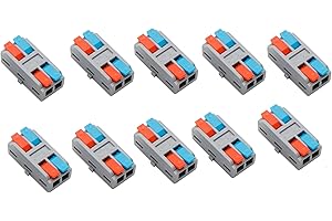 MTUERANC Wire Connectors, Compact Lever Wire Nuts Connectors Wire Terminals 2 Into 2 Out Splicing Wire Connector, Color Valve in-Line Connector for Quick Connect 28-12 AWG 10Pcs (Routine)