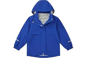 EIGIOO Boys Girls Waterproof Hooded Jackets Lightweight Soft Lining Kids Windbreaker Rain Coats