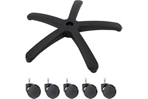 Frassie Nylon Office Gaming Chair Base Replacement with 5 Casters, 28 Inch Heavy Duty 2500Lbs Chair Base Wheels Part Black