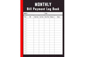 Monthly Bill Payment Log Book: Bill Planner Notebook | Monthly Bill Payment Tracker and Ledger | Expense and Bill Tracker | Expense and Bill Tracker | ... Keeper Log Book for Budgeting Financial