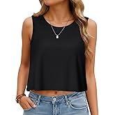 Womens Crop Tops Summer Casual Sleeveless Tank Loose Fit Basic Shirts