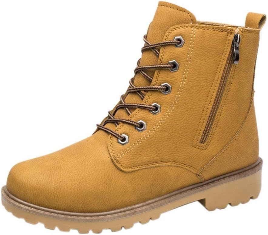 Flank Men's Low Ankle Martin Boots, Spring Autumn Leather Zip Boots Hiking Boots