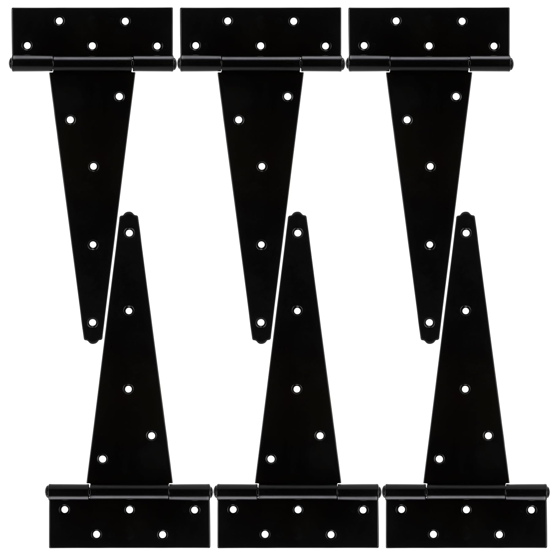 HILLMASTER 12 Inch T-Strap Heavy Duty Shed Door Hinges Gate Strap Hinges Black Tee Hinge Wrought Hardware for Wooden Fences,Yard,Barn Door,Rustproof (6 Pack) Image