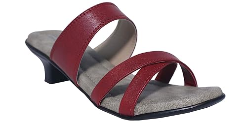 red leather kitten heels