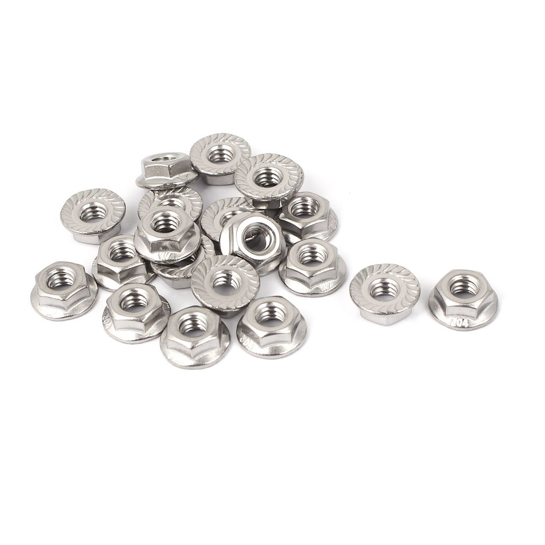 sourcing map 1/4"-20 304 Stainless Steel Serrated Hex Flange Lock Nuts 20 Pcs
