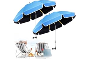 QTREE INTELLIGENCE Umbrella 360°Adjustable Protection Stroller, 2 PACK 48.8" beach chair umbrella with clamp, high UV protection. 3 Adjustable areas 180°+360° for fishing, golf, beach, camping (chair not included)