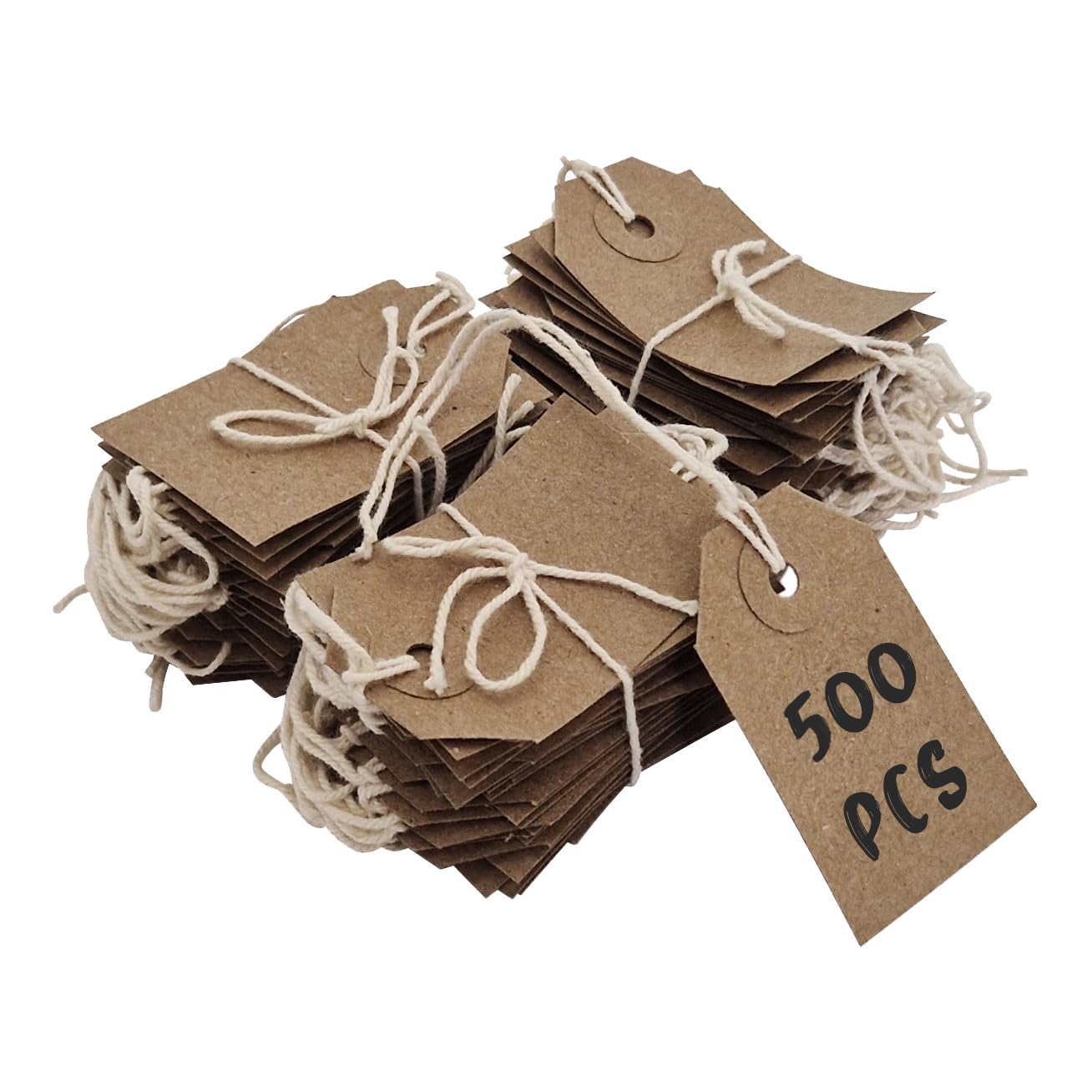 Swift Strung Tags Brown Reinforced Card Clothing Parcel Label String Hanging Gift Swing Tickets Kraft Hang Price Labelling 56mm x 35mm (Pack of 500)
