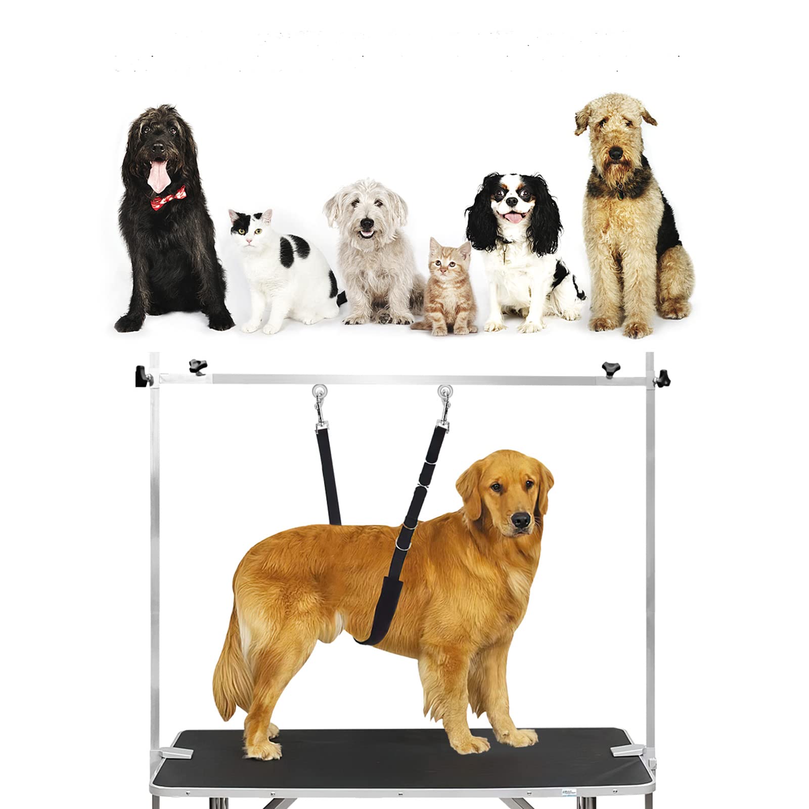 Yuehuamech Dog Grooming Restraint Rope Adjustable Pet Grooming Table Strap Dog Cat Hair Cutting Bathing Training Haunch Leash for Small/Medium/Large Dogs