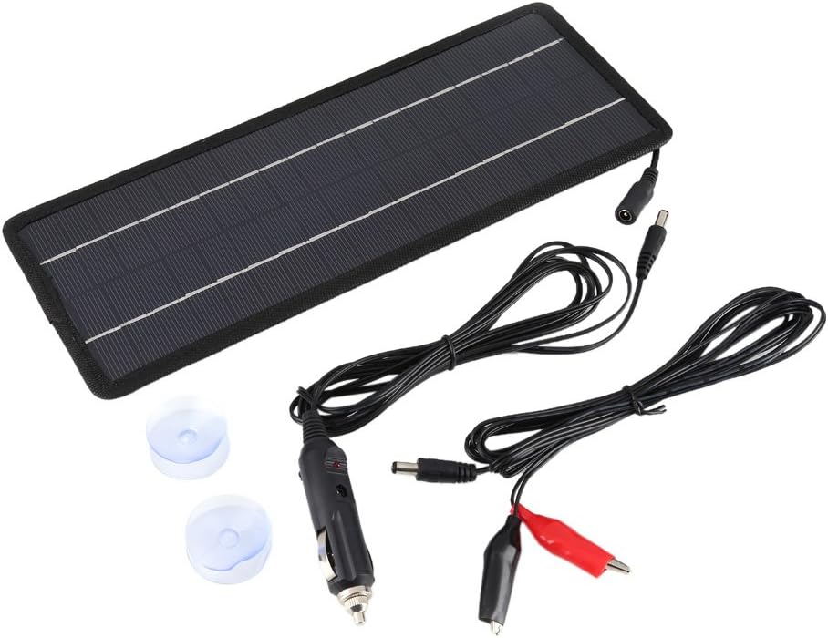 Fdit 12V 4.5W High Efficiency Portable Solar Panel Battery Trickle Charger with Suction Cup Cigarette Adapter Clips Backup for Car Motor Power - Image 3