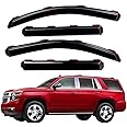 Lightronic Extra Durable Clip-on In-Channel Auto Vent Window Visor, Fits 2015-2020 Chevrolet Tahoe, GMC Yukon, Cadillac Escalade, UV Protection Rain Guard, Original Window Deflector, Dark Smoke, 4-Pcs