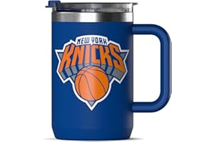 Hydrapeak x NBA Officially Licensed New York Knicks 18oz Insulated Coffee Mug with Flip Lid and Handle for Travel, Cold/Hot, Stainless Steel Coffee Cup Insulated, BPA-Free Double Walled, Tea Mug