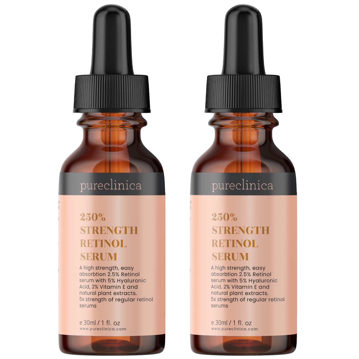 250% Strength Retinol Serum (2.5%) (with 5% HA and 2% Vitamin E) - 30ml / 1 fl oz (2 Bottles)