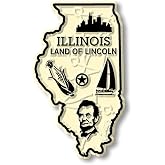 Illinois Small State Magnet by Classic Magnets, 1.5" x 2.5", Collectible 3D Rubber Vintage-Style Souvenirs and Gifts Made in the USA