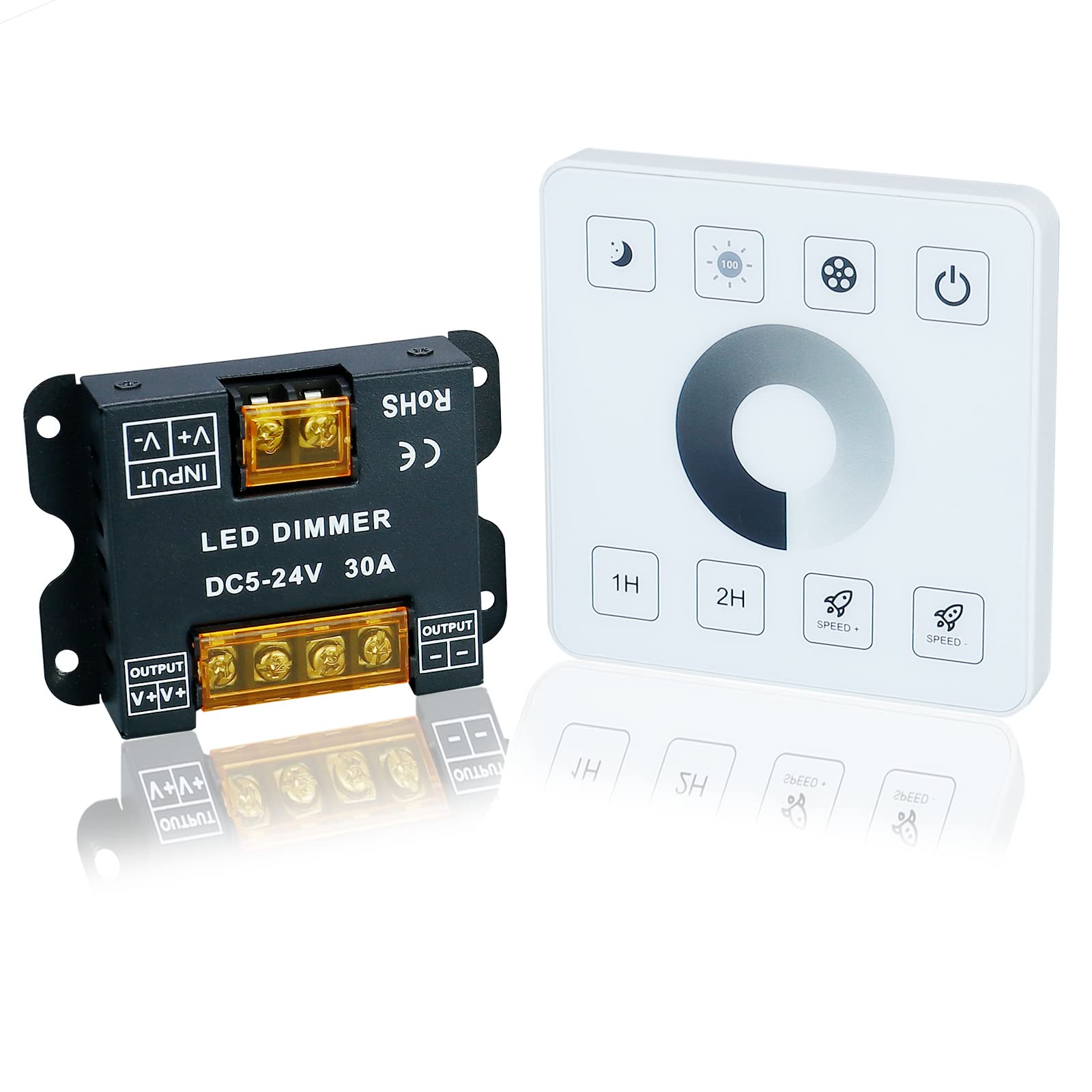 TOPAI DIM Touch Panel LED Controller RF 433Mhz Wireless Remote Control Distance 20m Wall Mounted DC 5-24V 15A*2CH for DIM LED Strip Lights