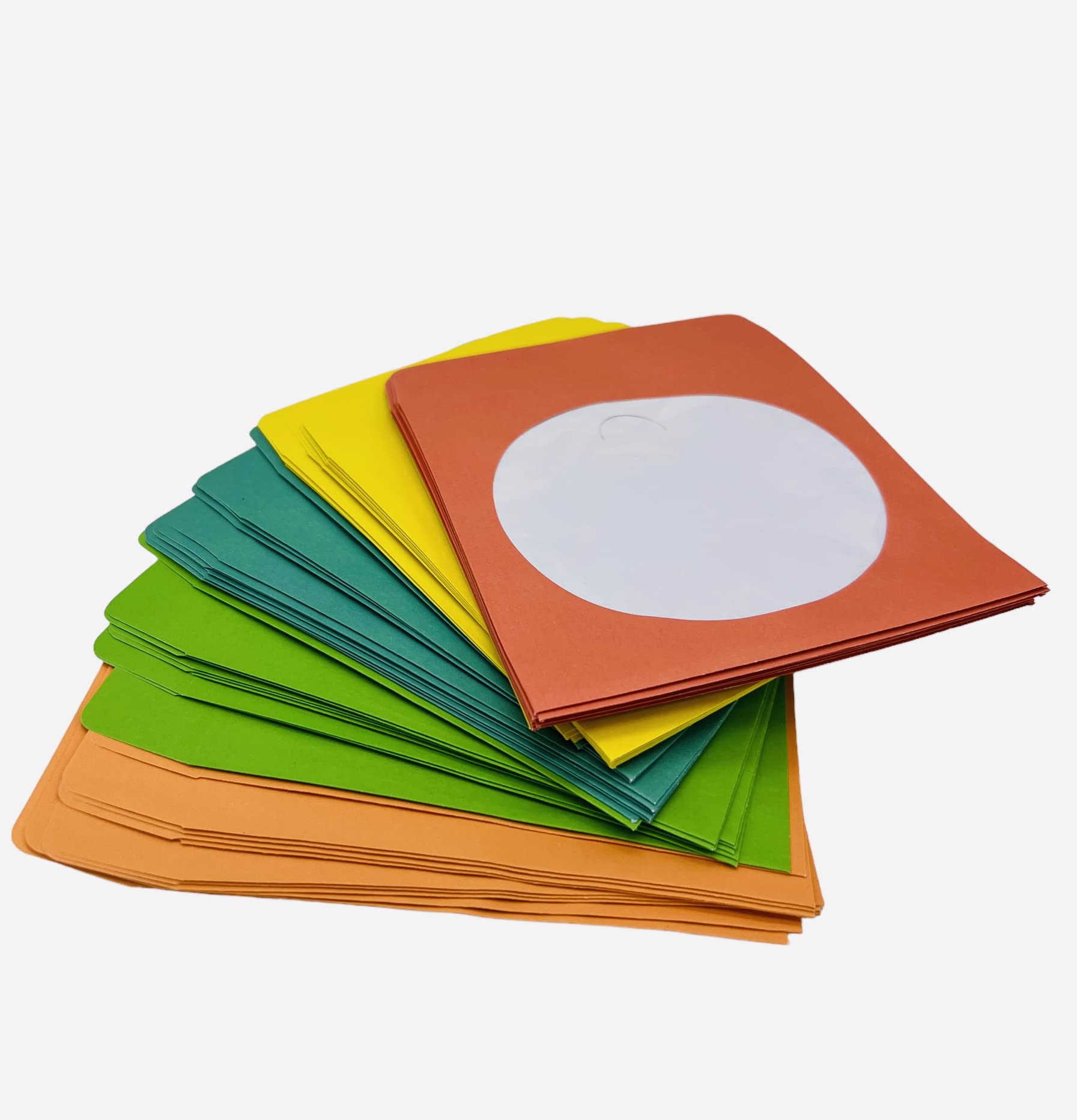 50 x Coloured Paper CD DVD BLU RAY DISC Sleeves, ENVELOPES, Wallets with Clear Window and Tuck Flap- 50 Pack by Dragon Trading