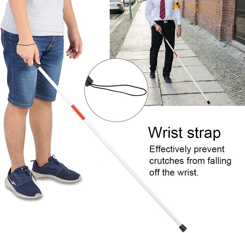 Nikou White Stick Blind Collapsible Folding Walking Stick Cane - Image 3