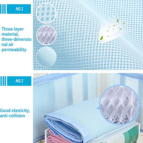 Hothuimin Baby Breathable Mesh Crib Liner Crib Bumper Pads for Standard Cribs Machine Washable (Pink)