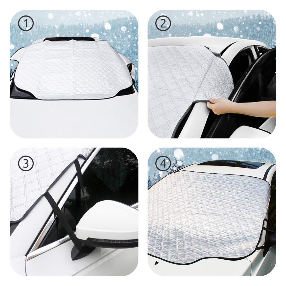 Antstorm Car Windshield Snow Cover,Windshield Ice&Frost Covers,Car Wiper Visor Frost Guard Protector,All Weather Summer Windproof Sun Shade for Cars/Trucks/Vans/SUV. (Medium Snow Cover)