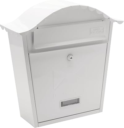 Burg-Wächter MB01 White Classic Wall Mounted Lockable Steel Post Box 36x37x13cm