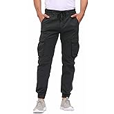 LEPOAR Men's Hiking Cargo Pants Joggers Slim Fit Stretch Lightweight Casual Work Pants with Pockets Drawstring Waist