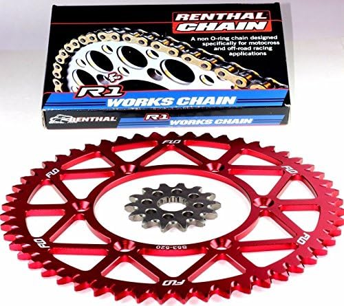 RENTHAL R1 COMBO KIT HONDA CR125/CRF250 13T FRONT SPROCKET/48, 49, 50, 51 TOOTH REAR SPROCKET (53T, Red)