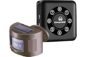 EMACROS Solar Driveway Alarm Wireless Sensor System & Driveway Sensor Alert System Weatherproof Security Outdoor Motion Sensor & Detector