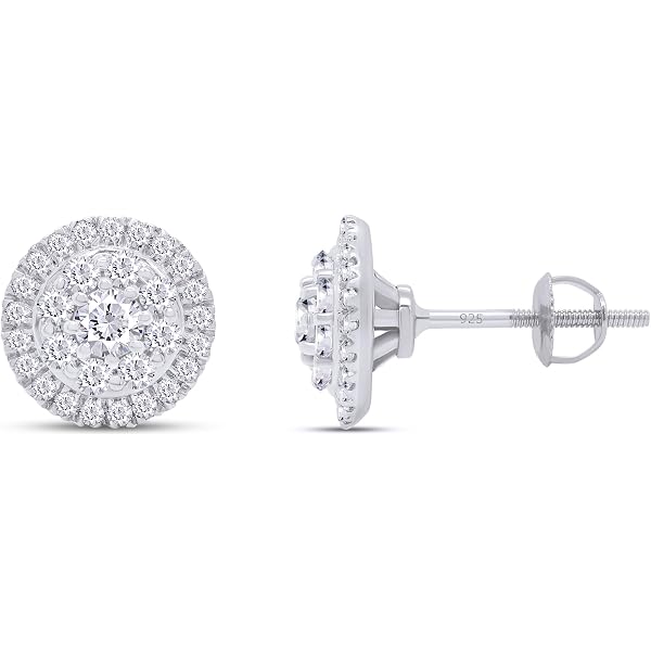 14K Solid White Gold Diamond-Cut Round Ball Stud Earrings – Push Back Closure, 4mm-8mm, Handmade In USA