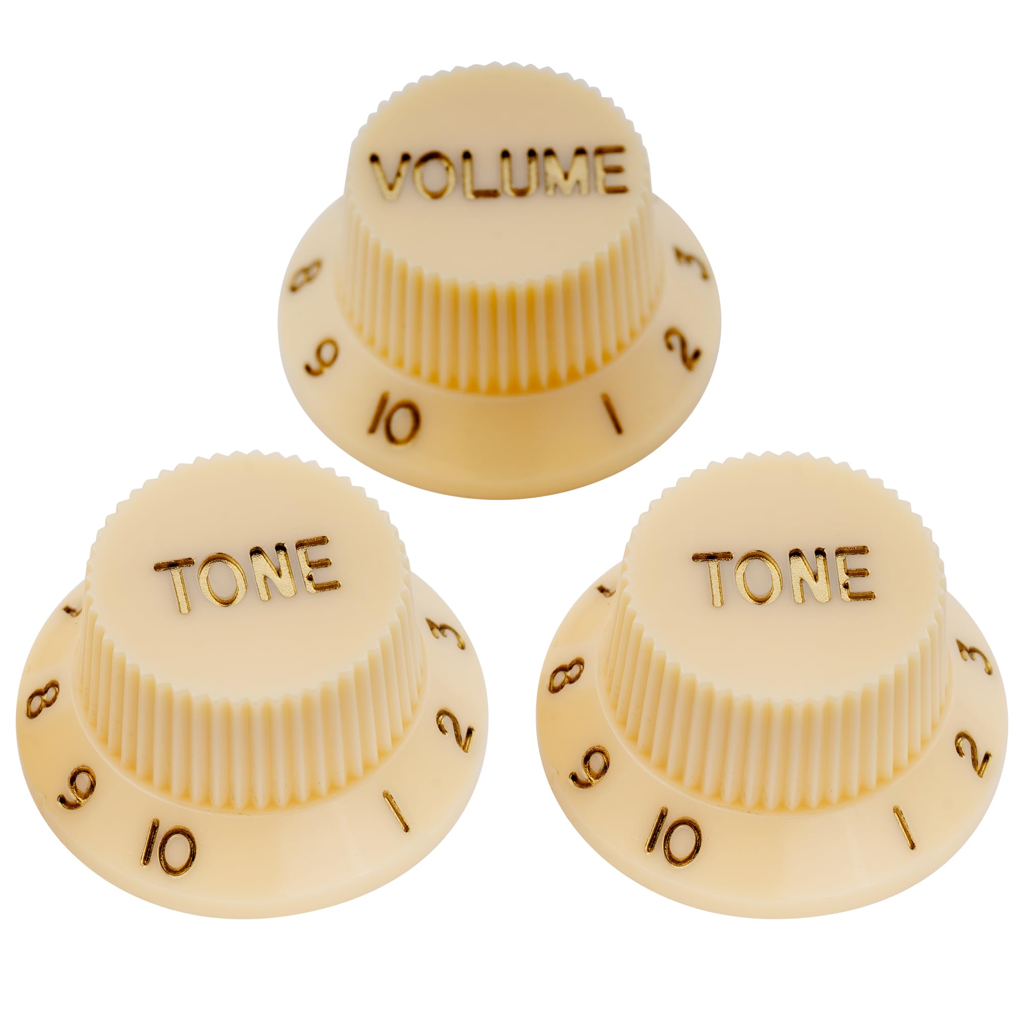 Musiclily Metric Strat Knobs 1 Volume 2 Tone Control Knobs Set for Strat Stratocaster Style Electric Guitar,Cream — image 1