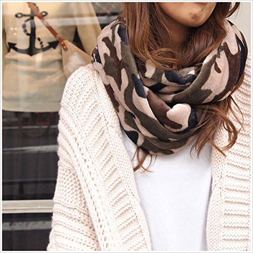 Amazon Eclatplace エクラプラス スヌード マフラー ふわふわっ迷彩 パープル グレー グリーン グリーン スヌード 通販