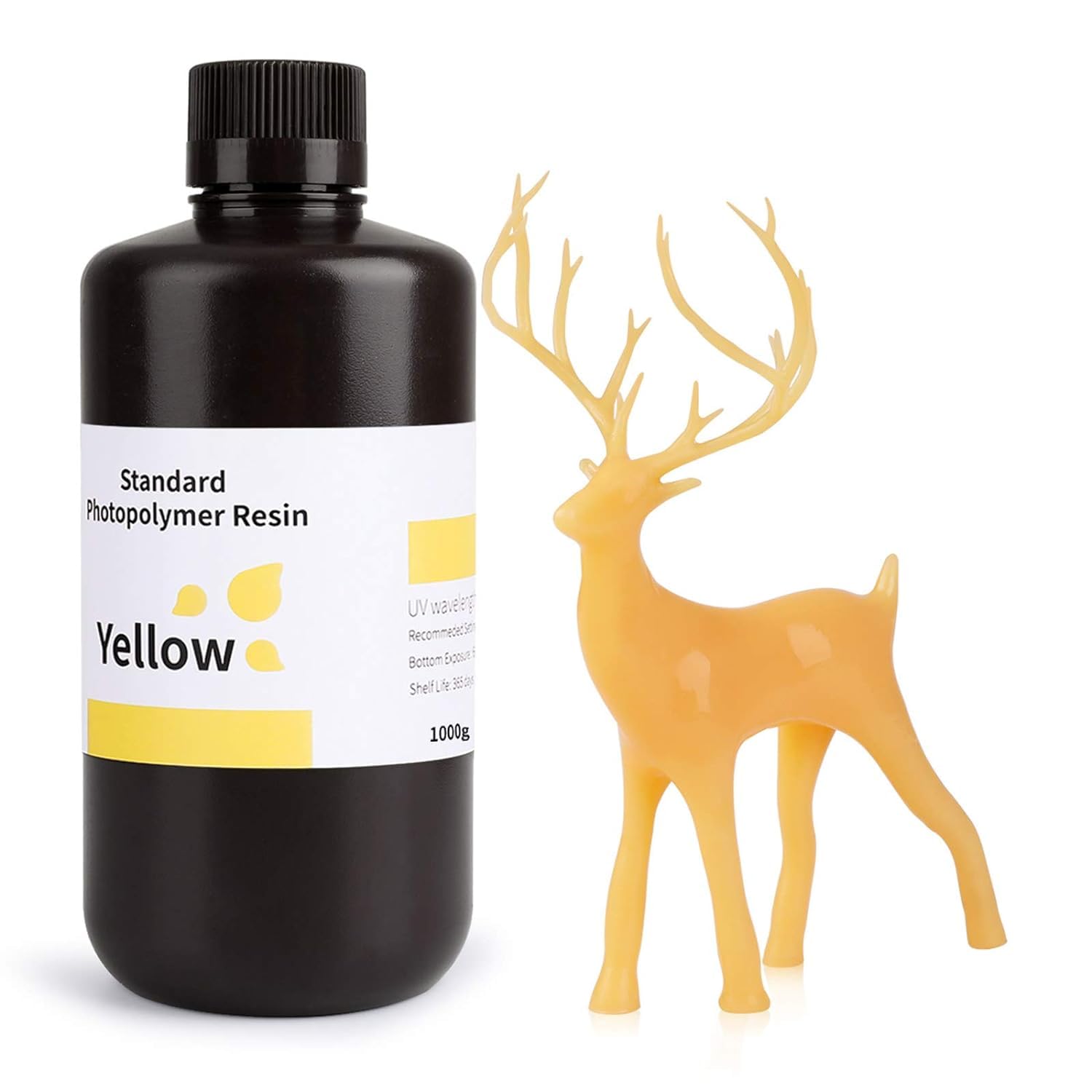 ELEGOO Standard LCD UV 405nm 3D Resin for LCD 3D Printer Photopolymer 3D Printer Resin - Yellow 1000g