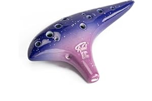 “Ocean Notes” 12 Hole Sweet Potato Ocarina Graceful Shape Pottery Ocarina in Alto C (Starry Purple)